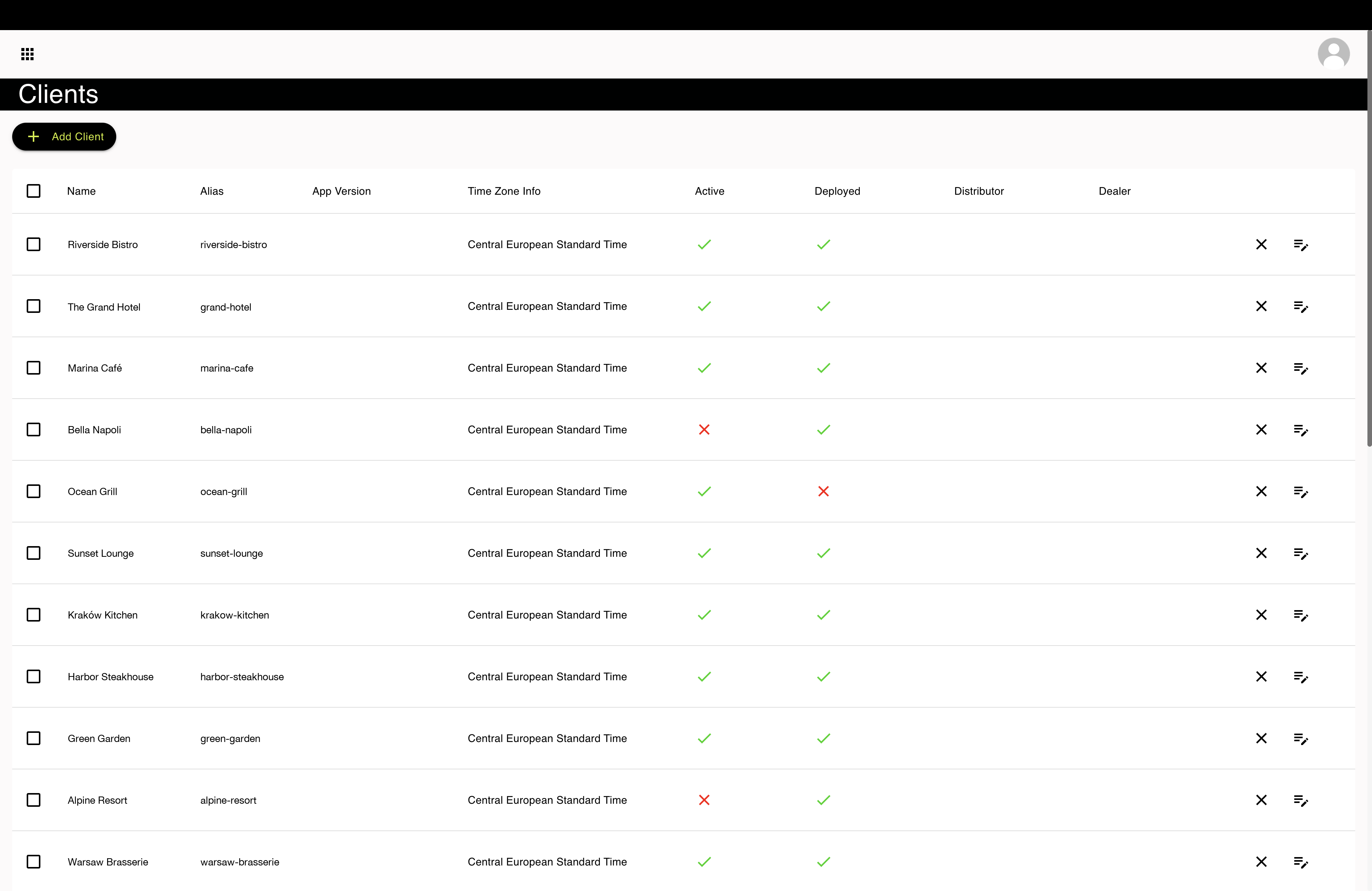 Web Admin Panel — devices